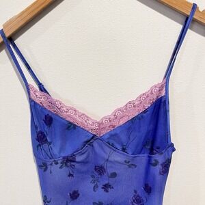 Womens Babydoll Y2K Slip Dress Small Lace Trim Sweetheart Twee Bodycon